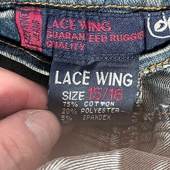 Lace Wing 60's Era VTG Upcycled Festival Jeans Sz 15/16 - Picture 11 of 12